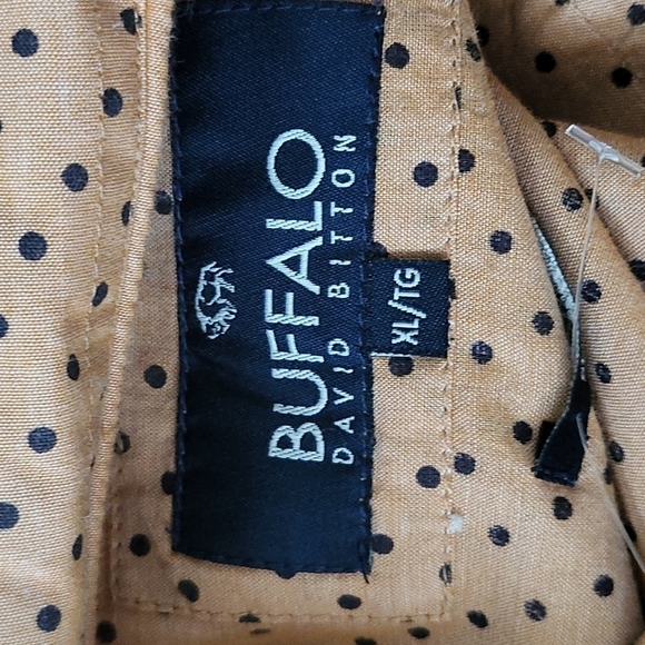 Buffalo David Bitton mustard orange factory distressed polka dot button down NWT - Picture 5 of 7